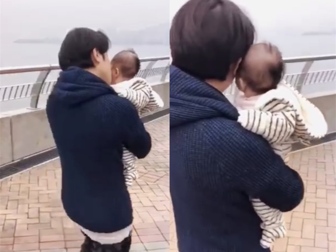 散步|王祖蓝抱3个月大的女儿散步,又是亲又是蹭,李亚男跟在后面录像