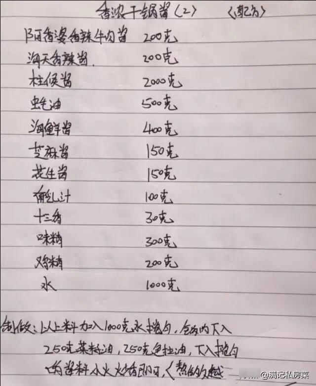 收藏|退休厨师长公开“手写”美食配方,千金不换的配方,太值得收藏了