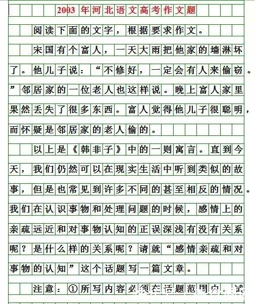材料|河北2020高考作文题新鲜出炉!你会怎么写?(附历届高考作文题)