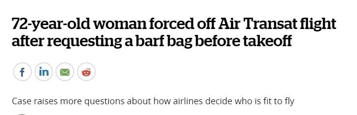  空姐|72岁老太向空姐要呕吐袋，结果被赶下飞机，见到儿子后号啕大哭…