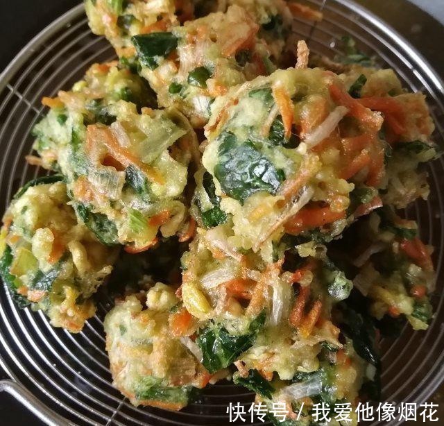丸子|胡萝卜豆芽菠菜丸子,外酥里嫩,咸香适口