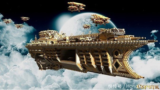 堪比|《我的世界》空中飞船突破科技限制 体量巨大工程量堪比造航母
