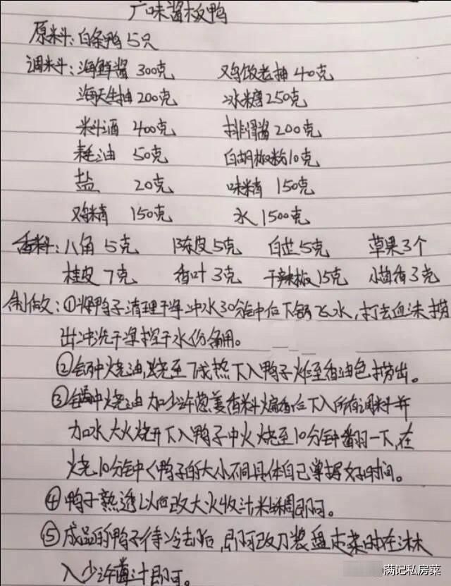  金不换|退休厨师长公开“手写”美食配方，千金不换的配方，太值得收藏了
