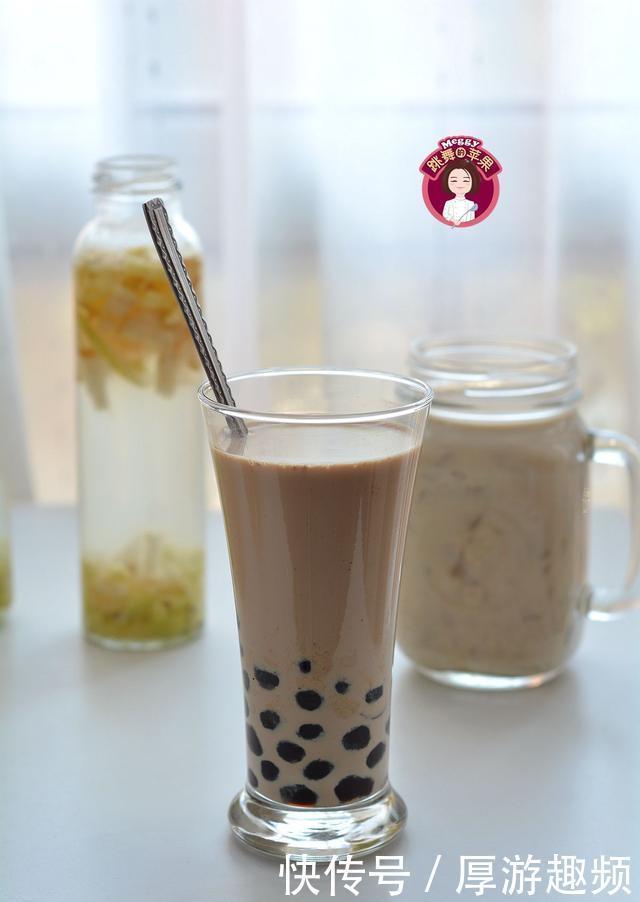饮品|这道牛奶饮品真霸气，黑红的珍珠好Q弹，多一步降低热量放心喝