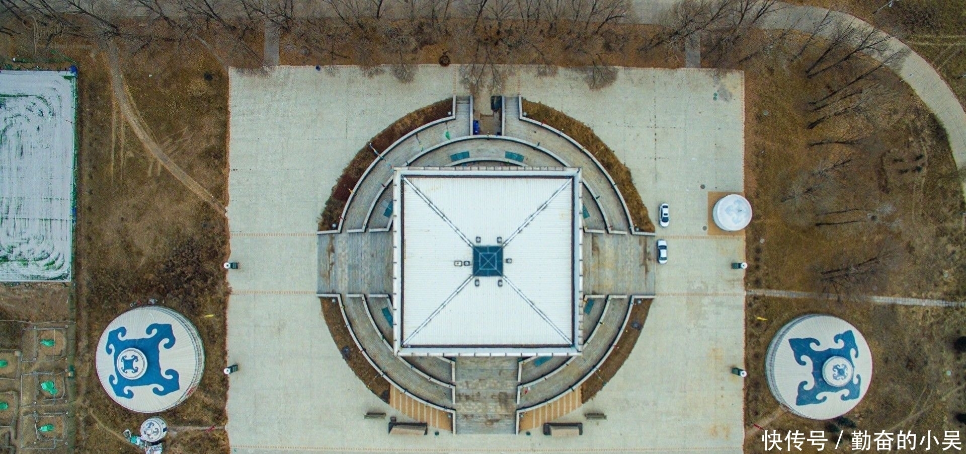 航拍|航拍视角下的成吉思汗纪念堂和周边环境