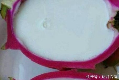  牛奶|姑娘把牛奶倒进火龙果皮里面切开之后满满的惊喜